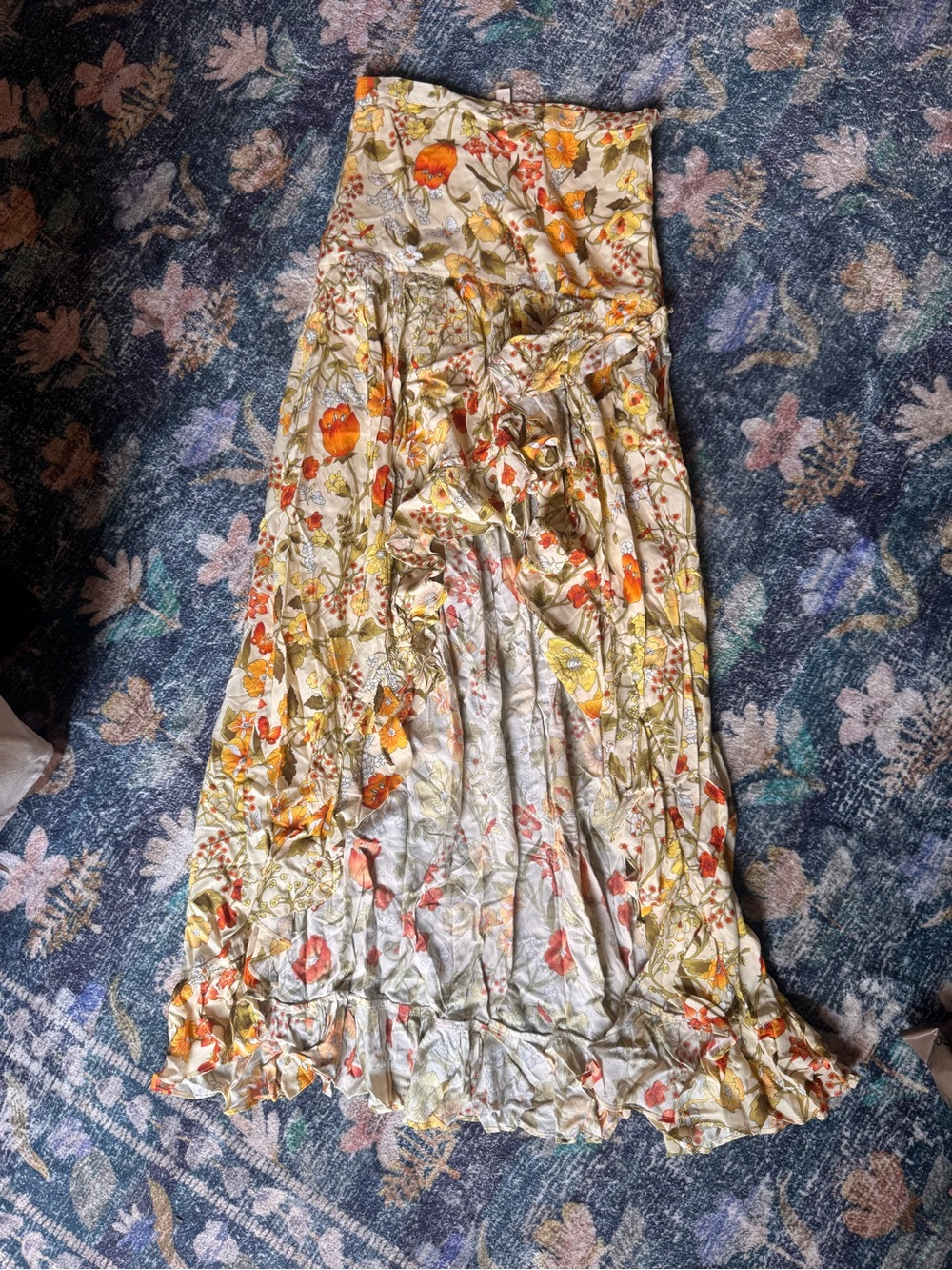 Spell Sayulita Yellow Floral High-Low Ruffle Maxi Skirt - Picture 5 of 8